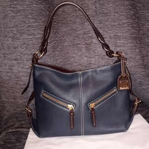Dooney & Bourke Dark Blue and Brown Hobo Bag